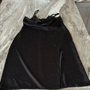 Elegant Black Satin Slip Dress